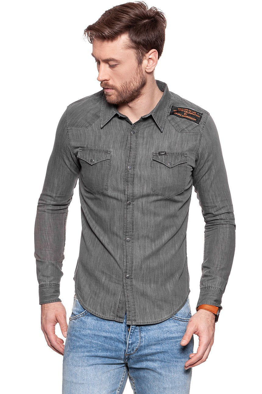 KOSZULA LEE WESTERN SHIRT SHIRT SLIM GREY WASH L643KEFUS OUTLET