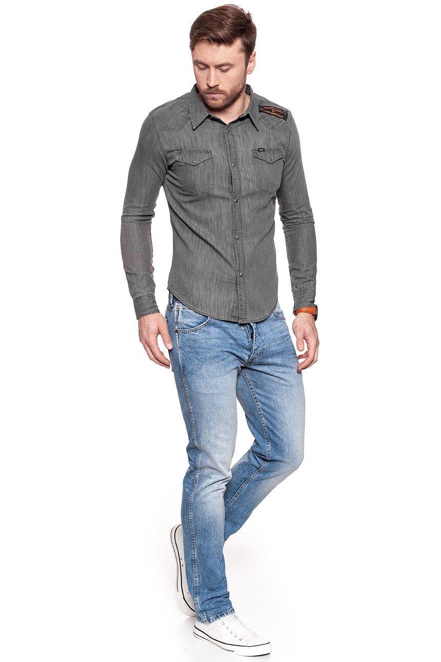 KOSZULA LEE WESTERN SHIRT SHIRT SLIM GREY WASH L643KEFUS OUTLET