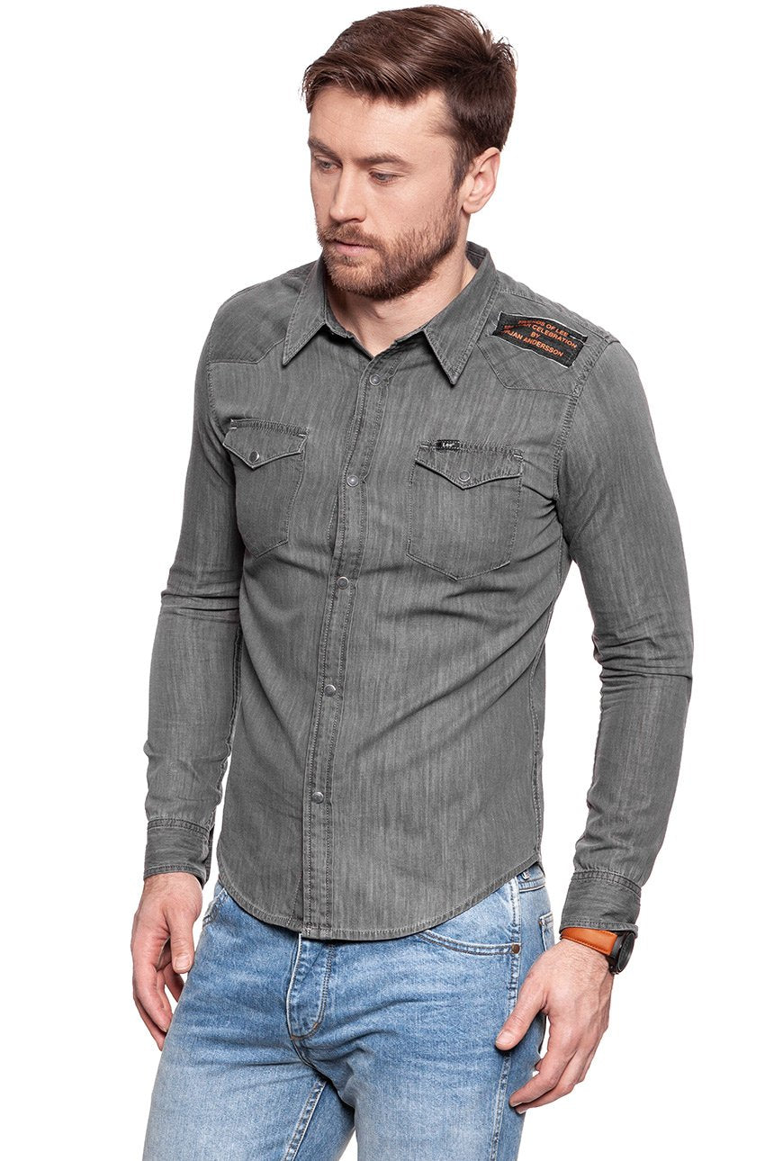 KOSZULA LEE WESTERN SHIRT SHIRT SLIM GREY WASH L643KEFUS OUTLET