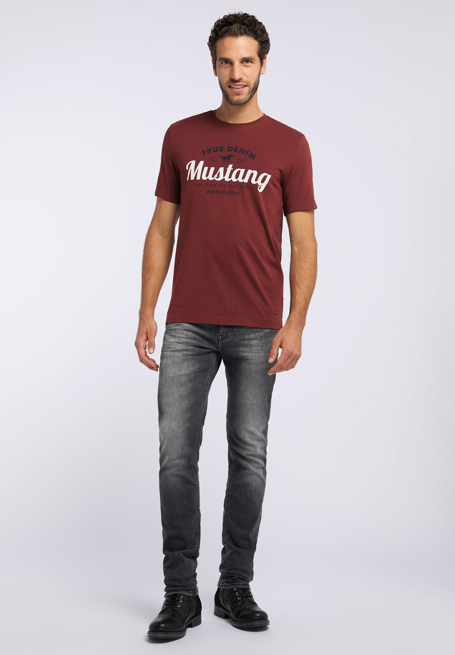 MUSTANG Alex C Print MĘSKI T-SHIRT KOSZULKA Z KRÓTKIM RĘKAWEM LOGO ANDORRA 1008701 3232