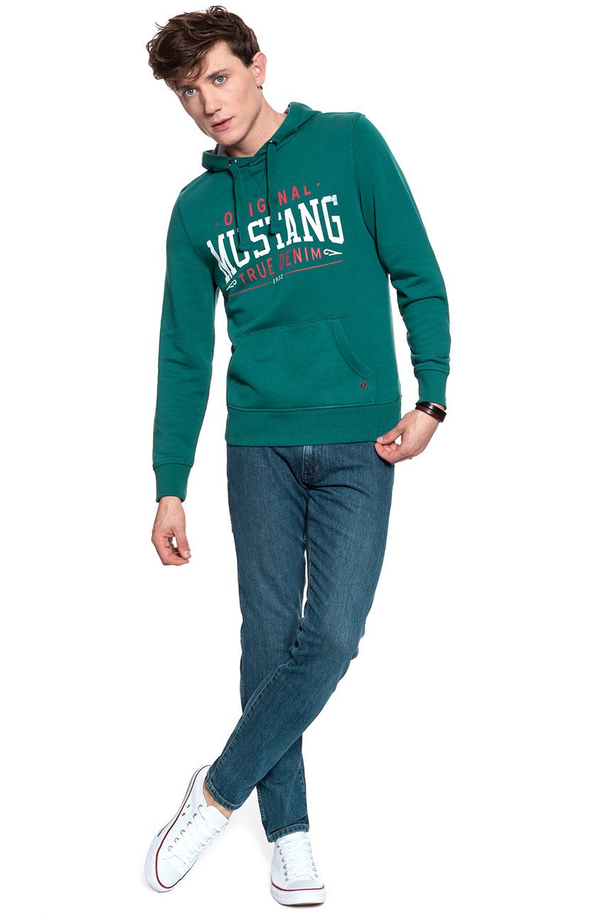 BLUZA MUSTANG Printed Hoodie DEEP TEAL 1009346 6433