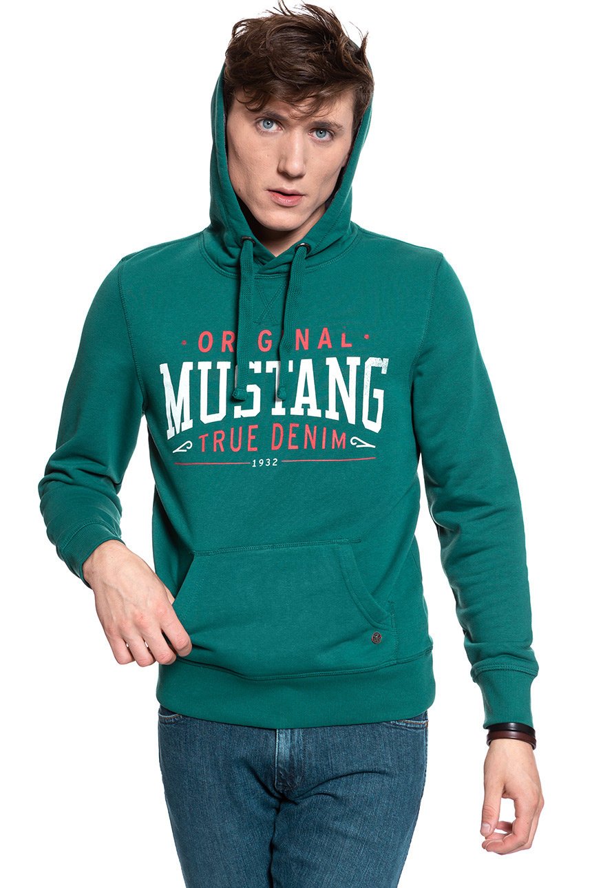 BLUZA MUSTANG Printed Hoodie DEEP TEAL 1009346 6433