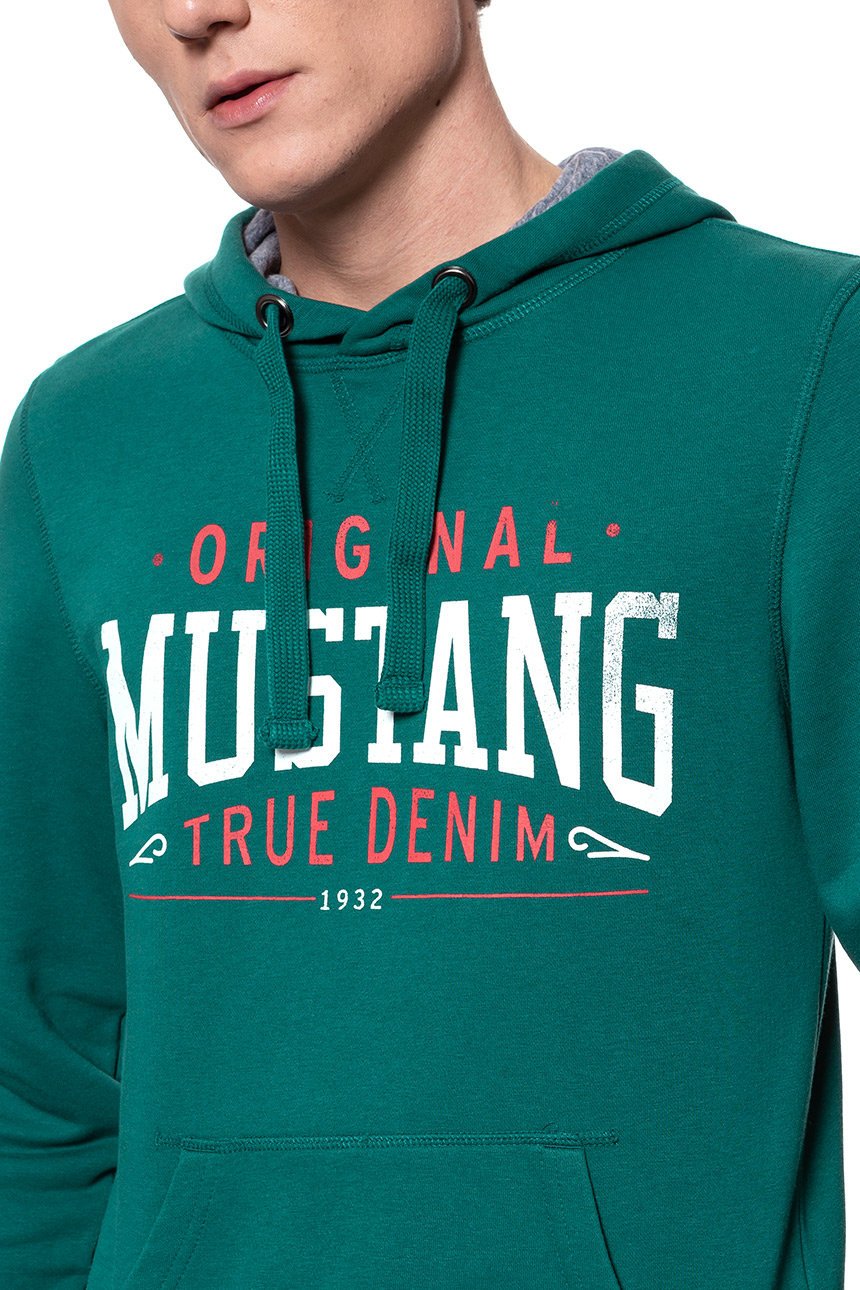 BLUZA MUSTANG Printed Hoodie DEEP TEAL 1009346 6433