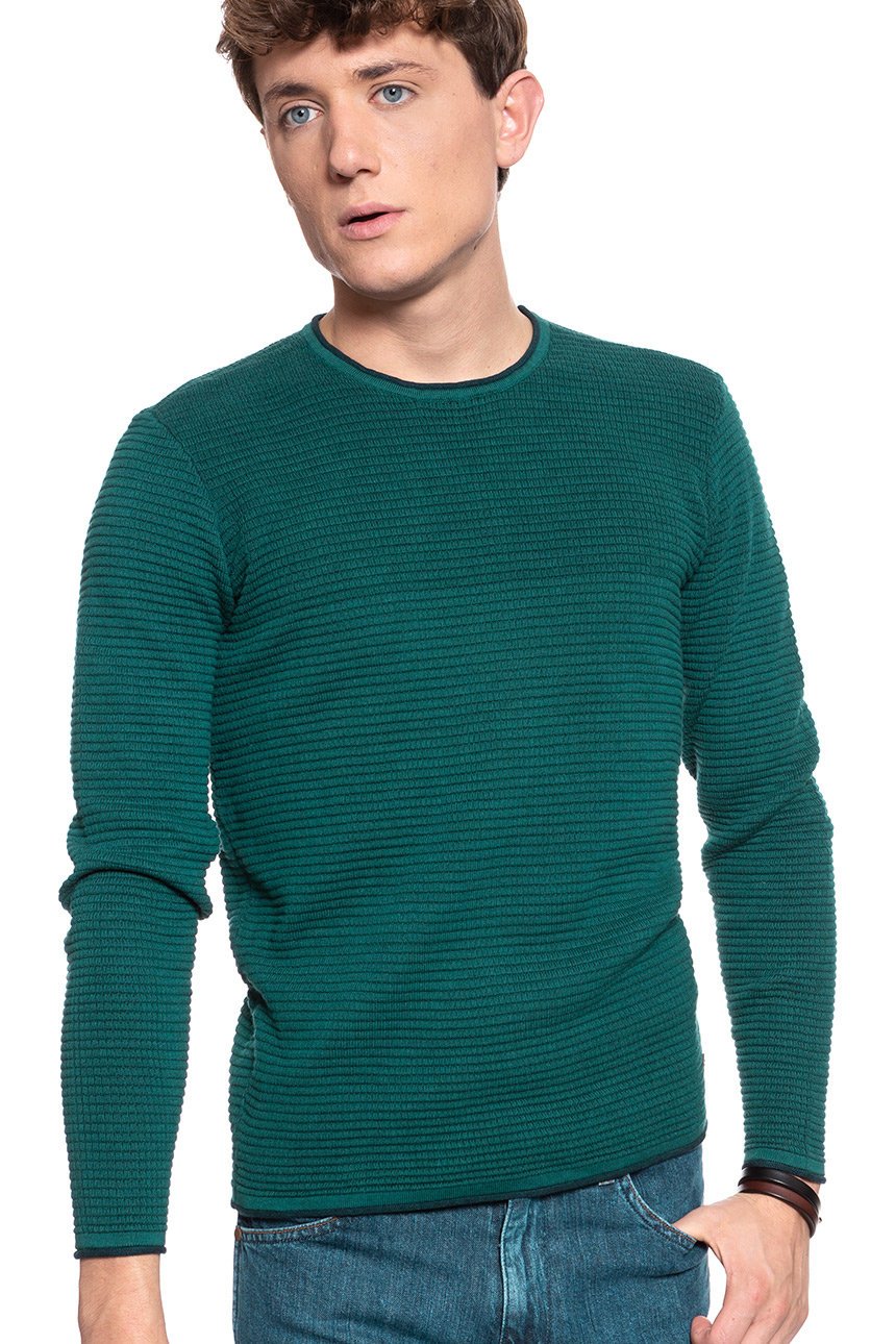 MĘSKI SWETER MUSTANG Emil C Doubleface DEEP TEAL 1009349 6433