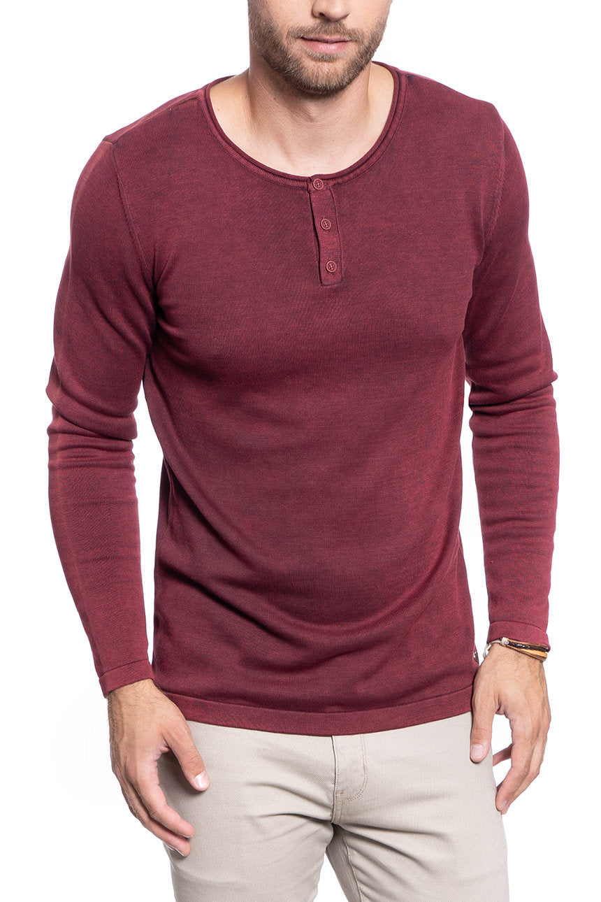 SWETER MĘSKI MUSTANG EMIL H HENLEY RHUBARB 1009134 7194