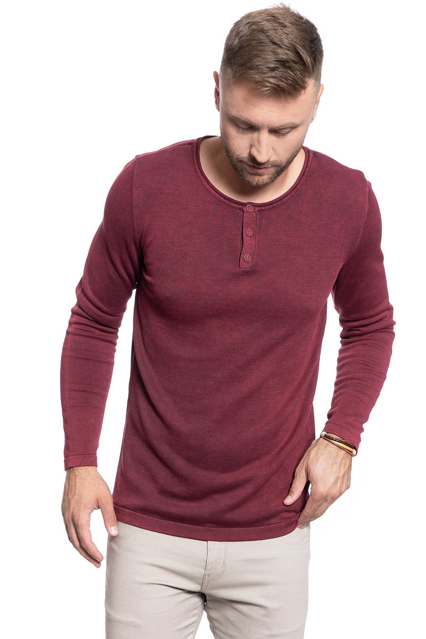 SWETER MĘSKI MUSTANG EMIL H HENLEY RHUBARB 1009134 7194