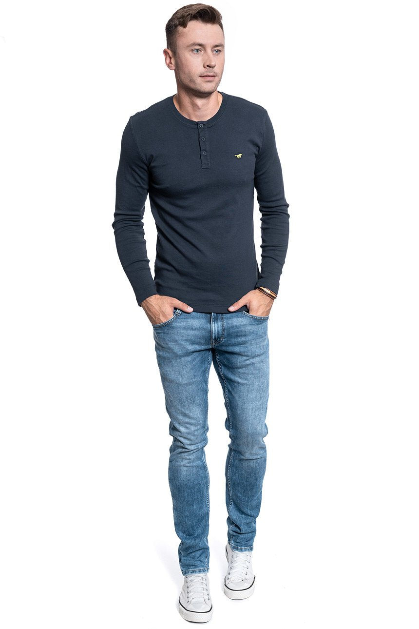 MĘSKA KOSZULA Z DŁUGIM RĘKAWEM MUSTANG ANTON BASIC HENLEY 1009248 4085