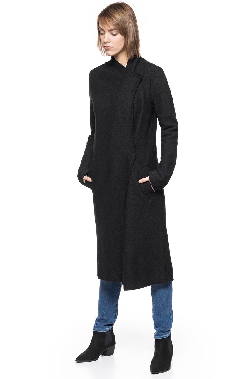 DAMSKI PŁASZCZ TOM TAILOR CLEAN COAT WITH DRAPED COLLAR CZARNY