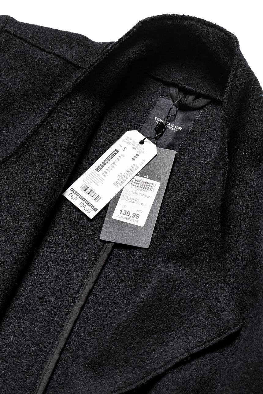 DAMSKI PŁASZCZ TOM TAILOR CLEAN COAT WITH DRAPED COLLAR CZARNY