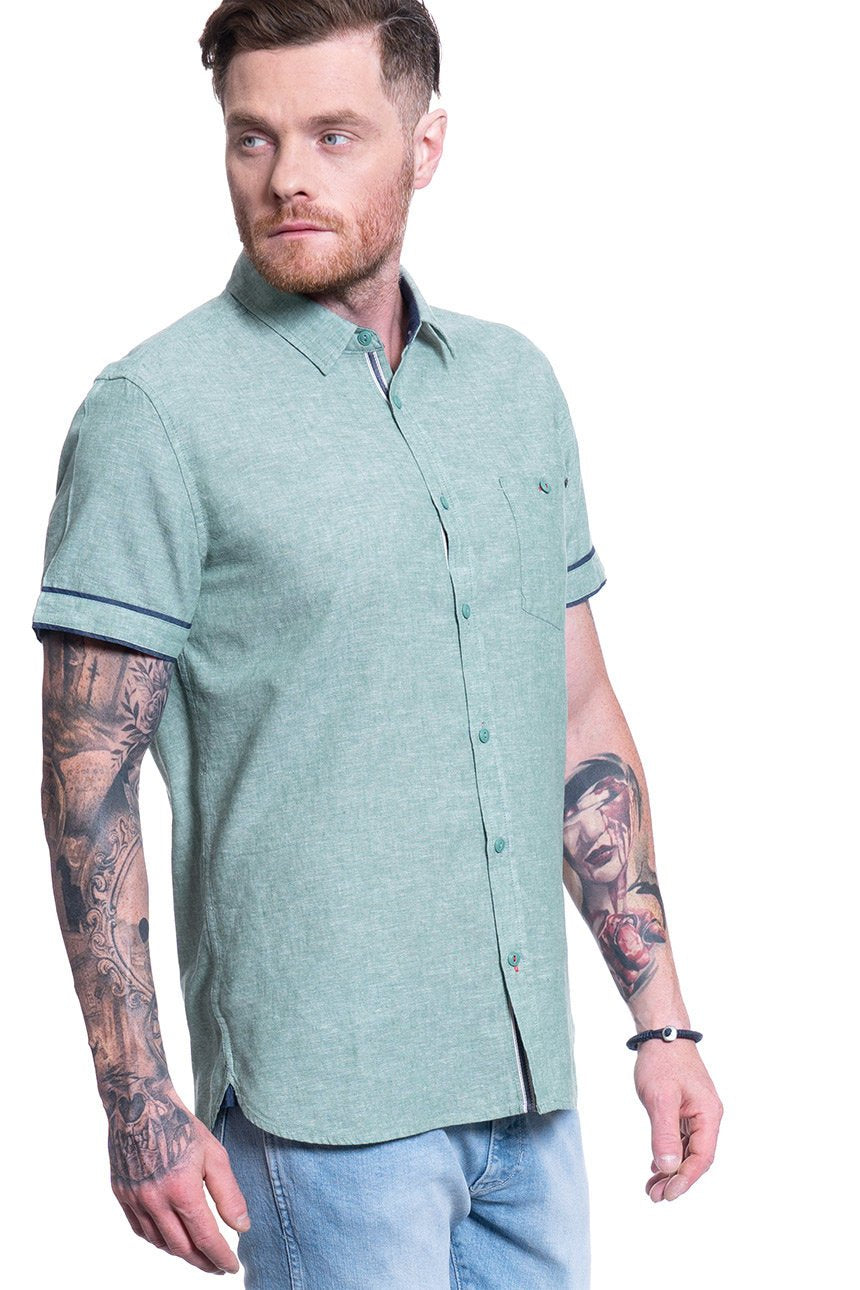 MĘSKA KOSZULA MATERIAŁOWA MUSTANG CHRIS LINEN SHIRT 1009579 6398