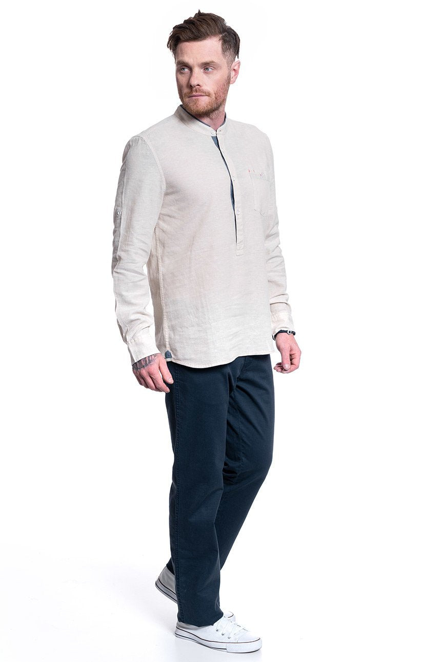 MĘSKA KOSZULA MATERIAŁOWA MUSTANG CASPER LINEN SHIRT 1009583 4014