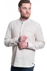 MĘSKA KOSZULA MATERIAŁOWA MUSTANG CASPER LINEN SHIRT 1009583 4014