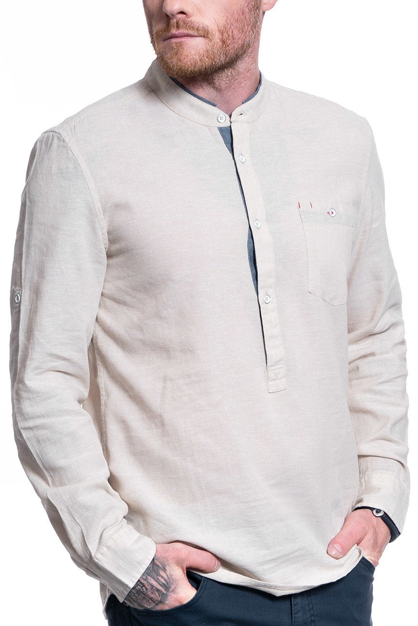 MĘSKA KOSZULA MATERIAŁOWA MUSTANG CASPER LINEN SHIRT 1009583 4014