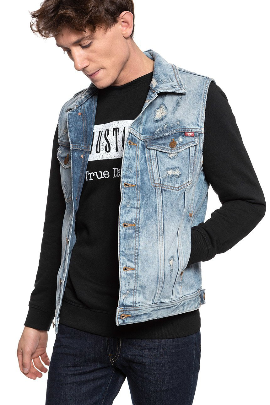 MĘSKI BEZRĘKAWNIK JEANSOWY MUSTANG Biker Vest 1009637 5000 217