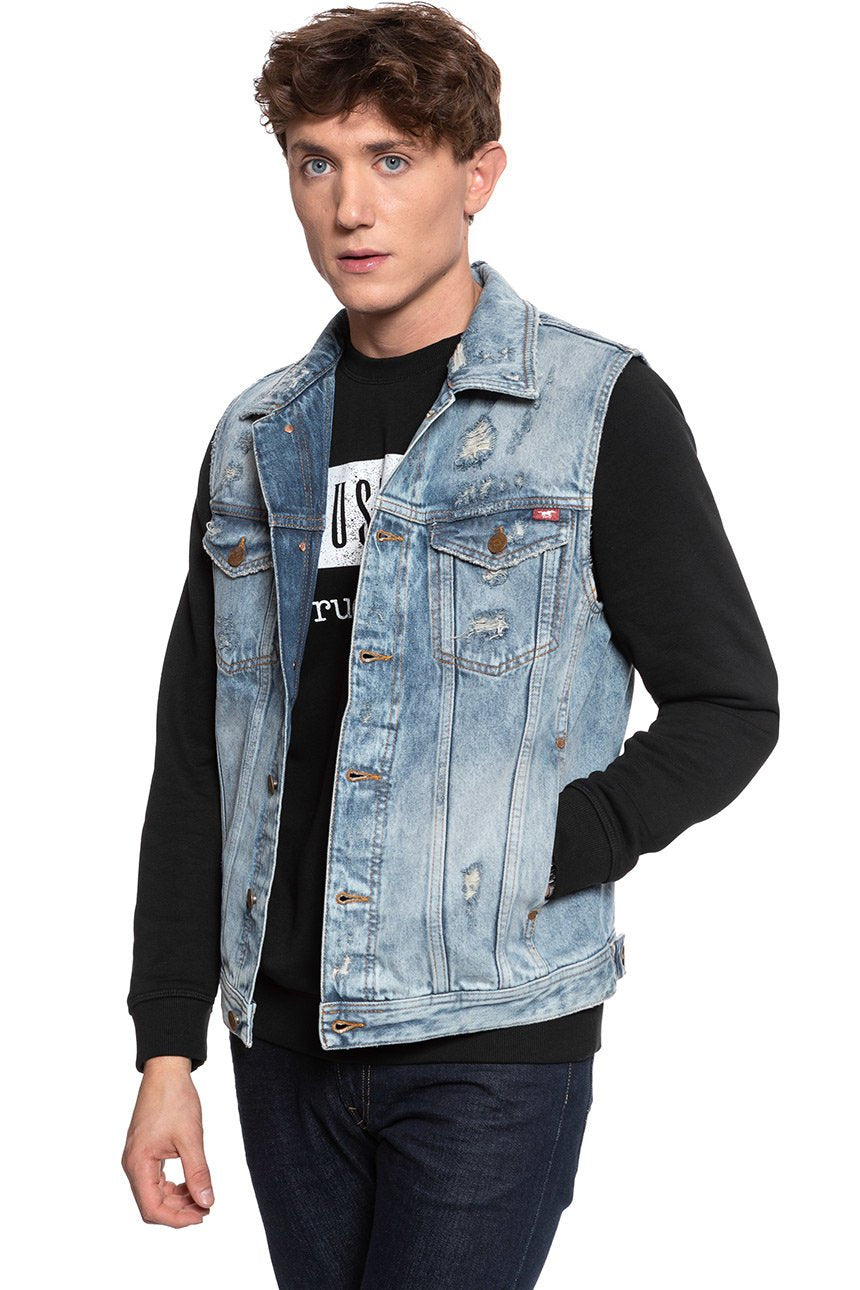 MĘSKI BEZRĘKAWNIK JEANSOWY MUSTANG Biker Vest 1009637 5000 217