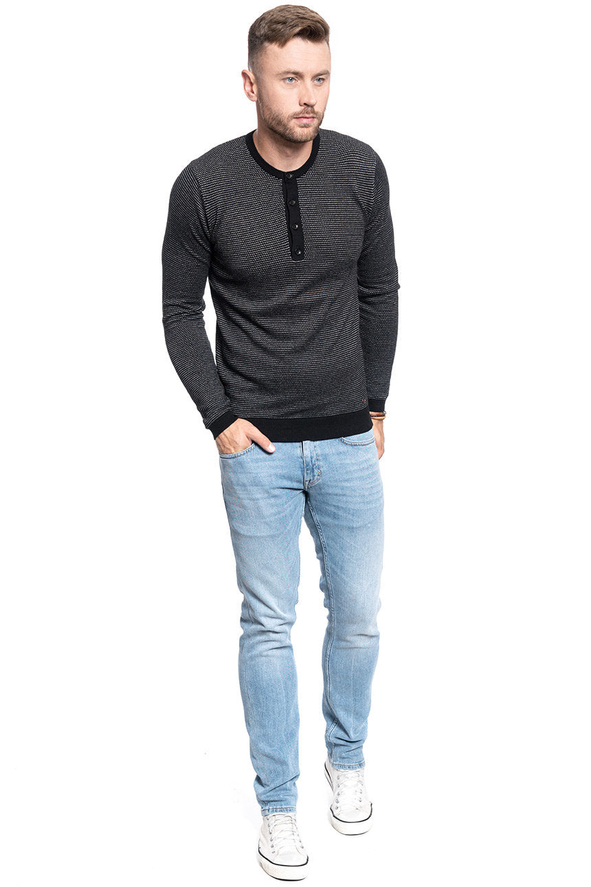 SWETER MĘSKI MUSTANG Emil Henley BLACK 1009784 4142