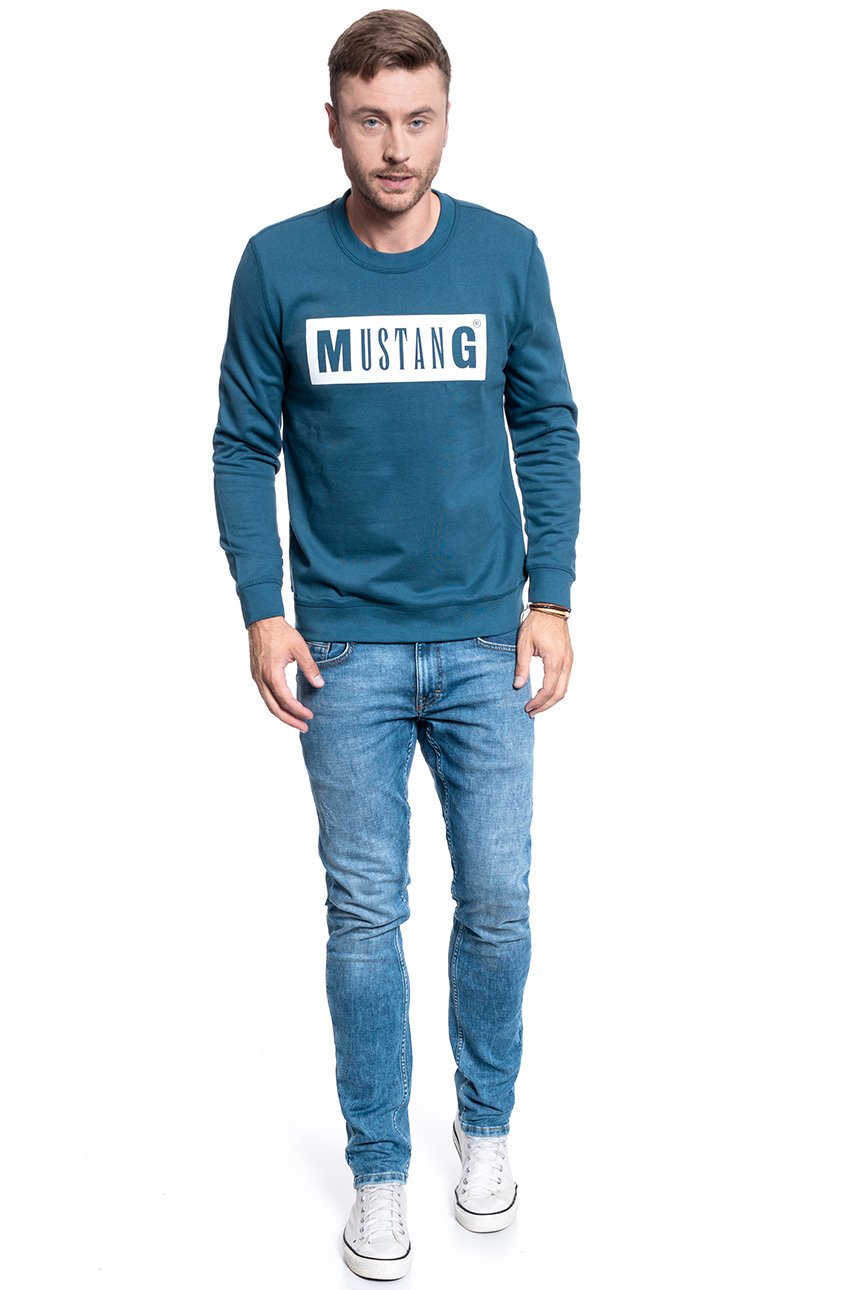 BLUZA MĘSKA MUSTANG Ben C Logo MAJOLICA BLUE 1009794 5243