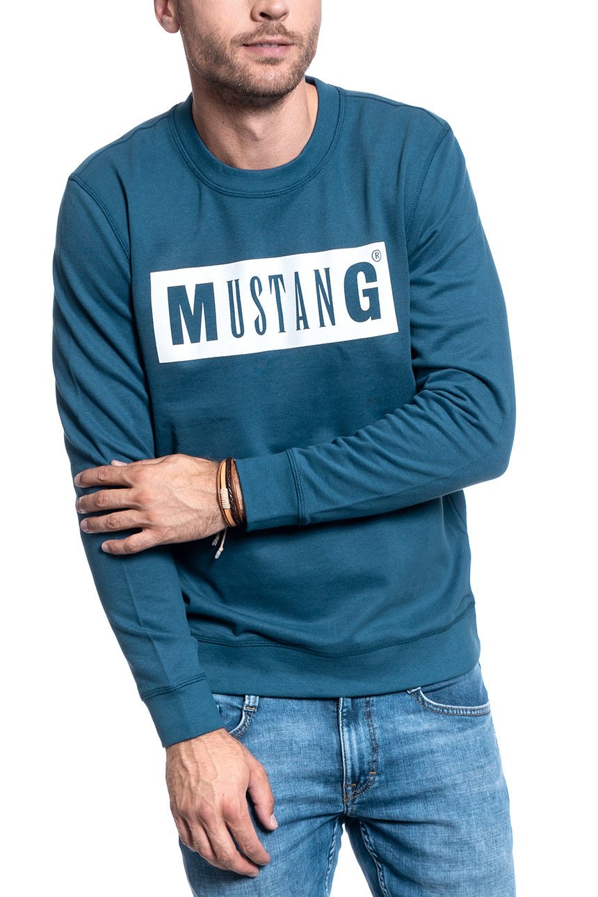 BLUZA MĘSKA MUSTANG Ben C Logo MAJOLICA BLUE 1009794 5243