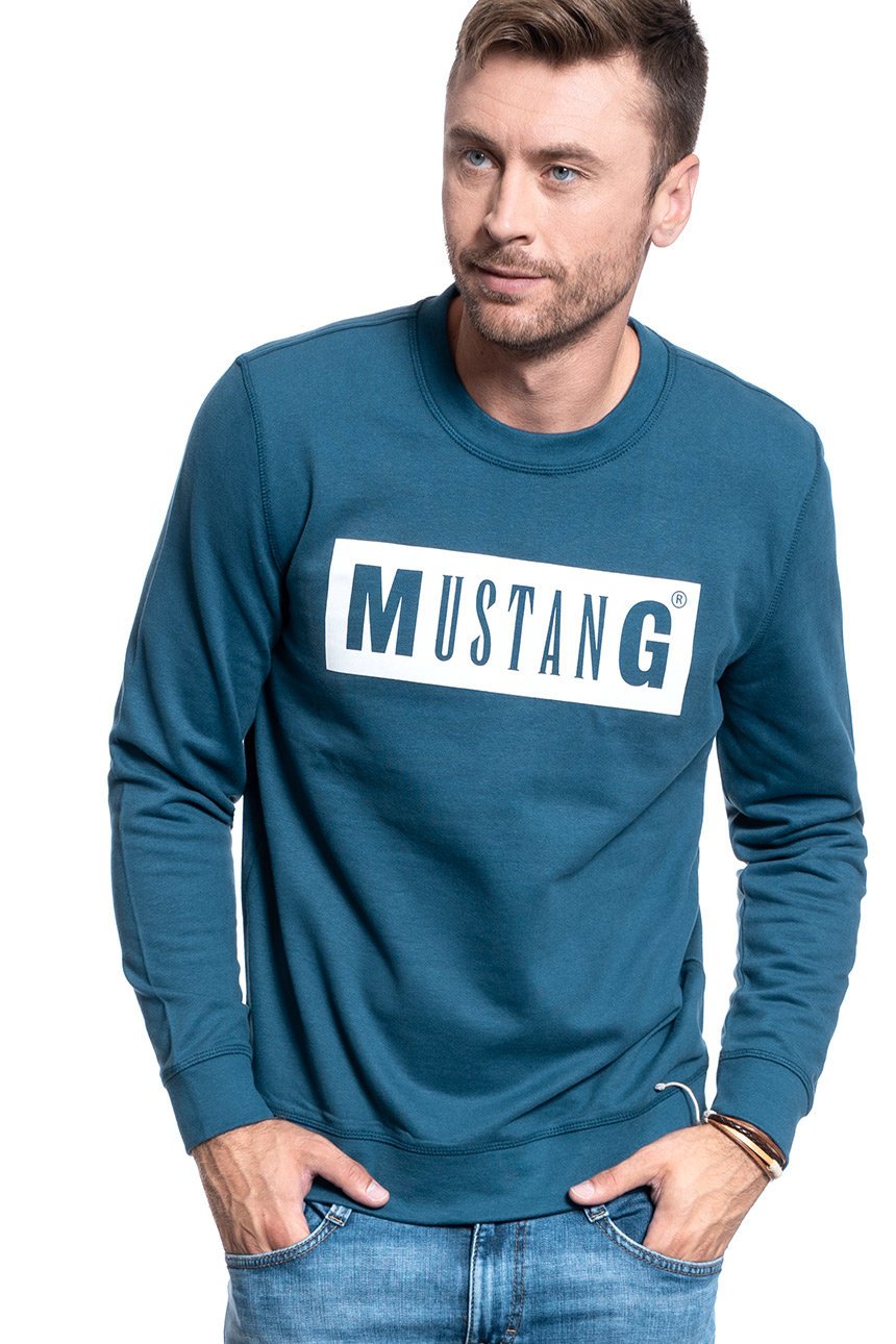 BLUZA MĘSKA MUSTANG Ben C Logo MAJOLICA BLUE 1009794 5243