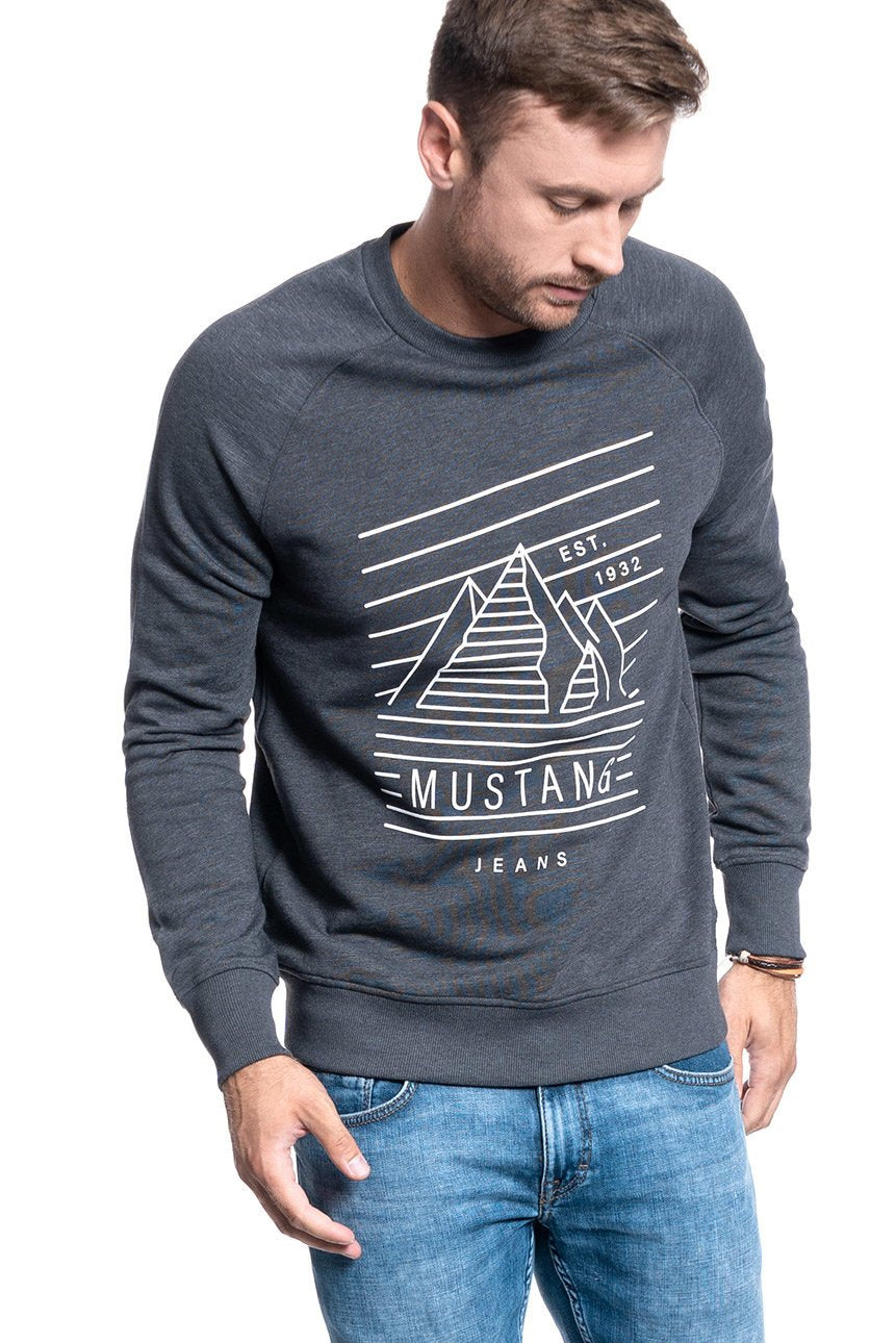 BLUZA MĘSKA MUSTANG Ben C Logo ANTHRA MELANGE 1009801 4151