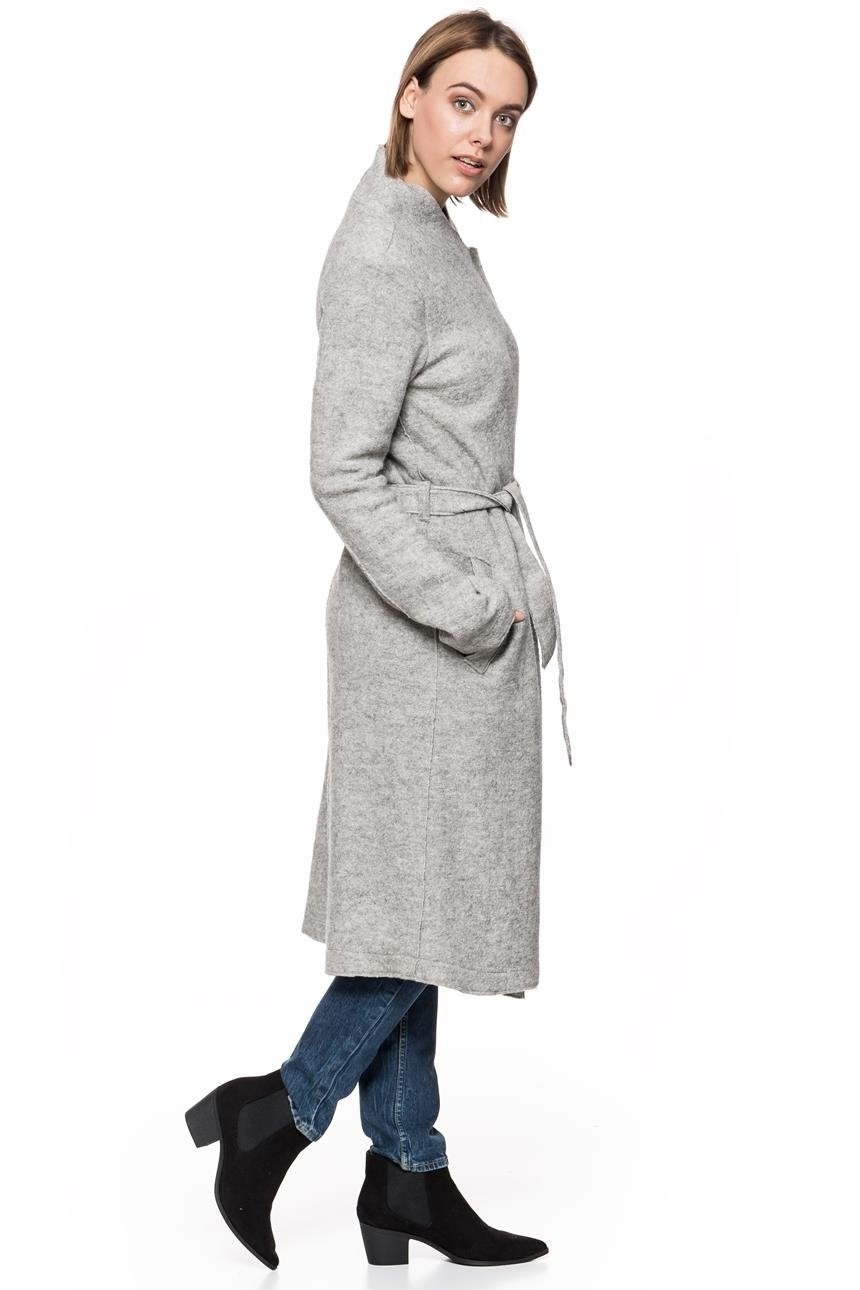 DAMSKI PŁASZCZ TOM TAILOR CLEAN COAT WITH DRAPED COLLAR SZARY