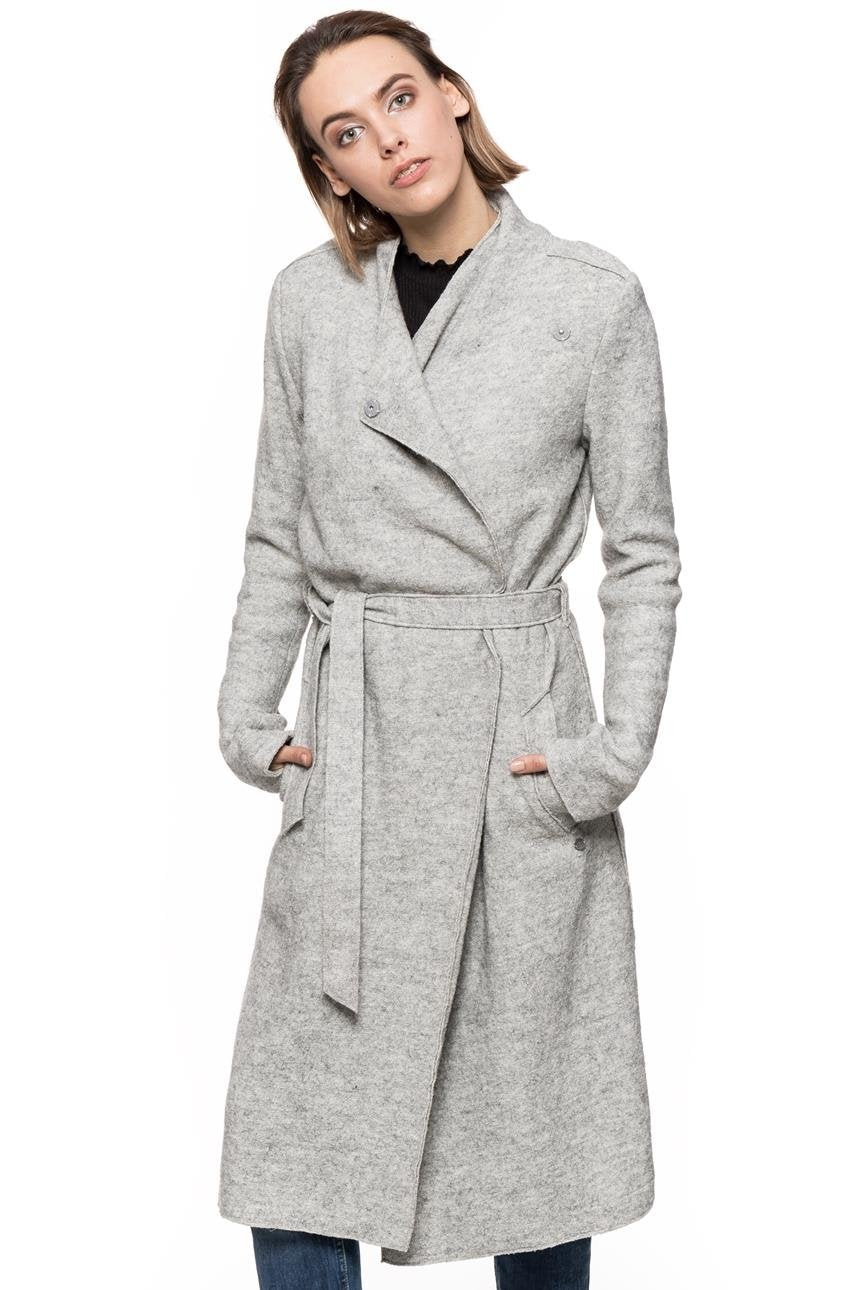 DAMSKI PŁASZCZ TOM TAILOR CLEAN COAT WITH DRAPED COLLAR SZARY