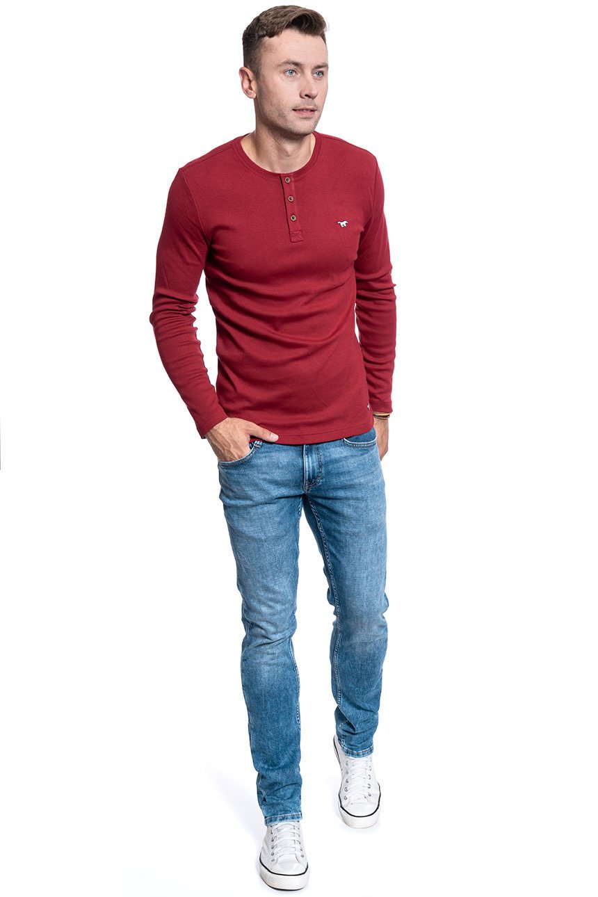 MĘSKI LONGSLEEVE MUSTANG ANTON C HENLEY BIKING RED 1009976 7145