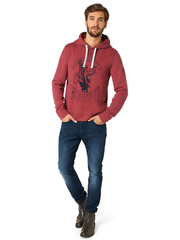 BLUZA TOM TAILOR WASHED HOODIE WITH PRINT DARK CLARET RED 25293850010 COL. 4480