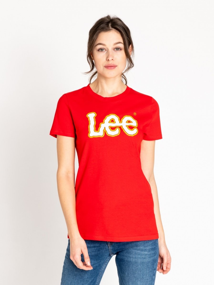 LEE LOGO TEE DAMSKI T-SHIRT KOSZULKA Z KRÓTKIM REKAWEM BRIGHT RED L43EEPEF