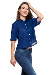 KOSZULA DAMSKA LEE CROPPED SHIRT BLUEPRINT L45BCDLH