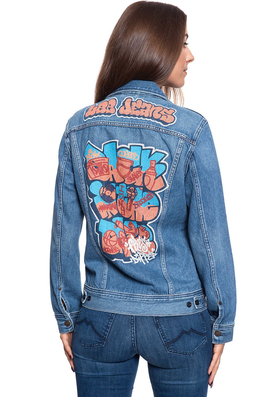 DAMSKA KURTKA JEANSOWA LEE RIDER JACKET GRAFFITI L54PGGTK