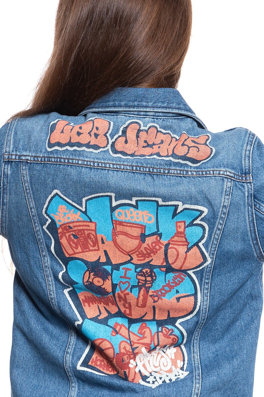 DAMSKA KURTKA JEANSOWA LEE RIDER JACKET GRAFFITI L54PGGTK