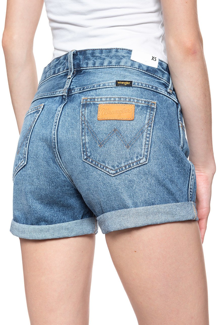 DAMSKIE SPODENKI WRANGLER BOYFRIEND SHORT MOTEL BLUE W29KVC245