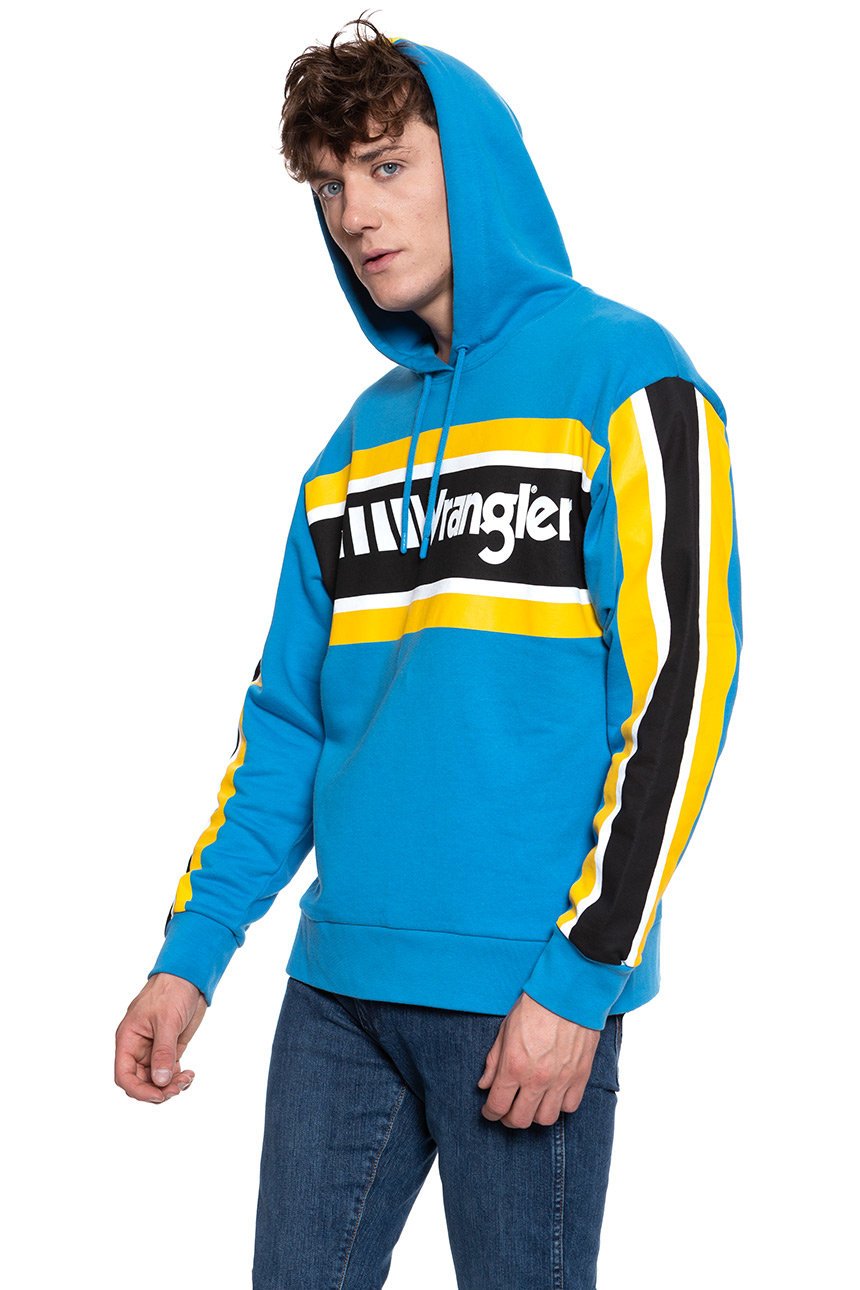 BLUZA WRANGLER B&Y HOODIE MEDITERRANEAN BLUE W6610HABR