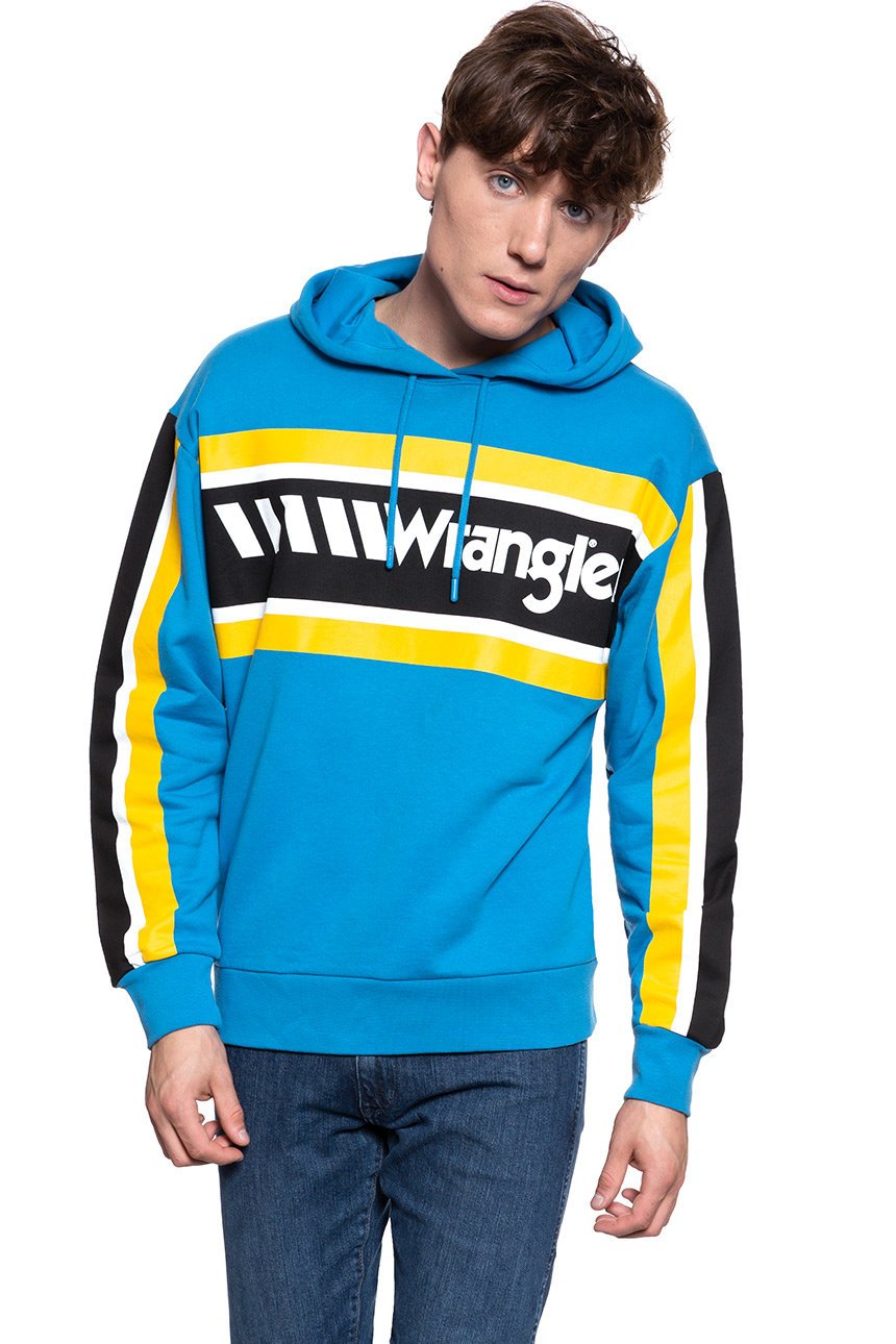 BLUZA WRANGLER B&Y HOODIE MEDITERRANEAN BLUE W6610HABR