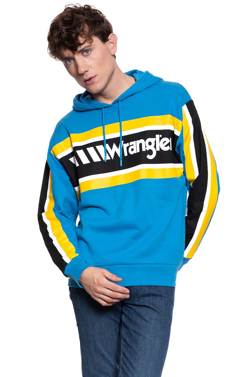 BLUZA WRANGLER B&Y HOODIE MEDITERRANEAN BLUE W6610HABR