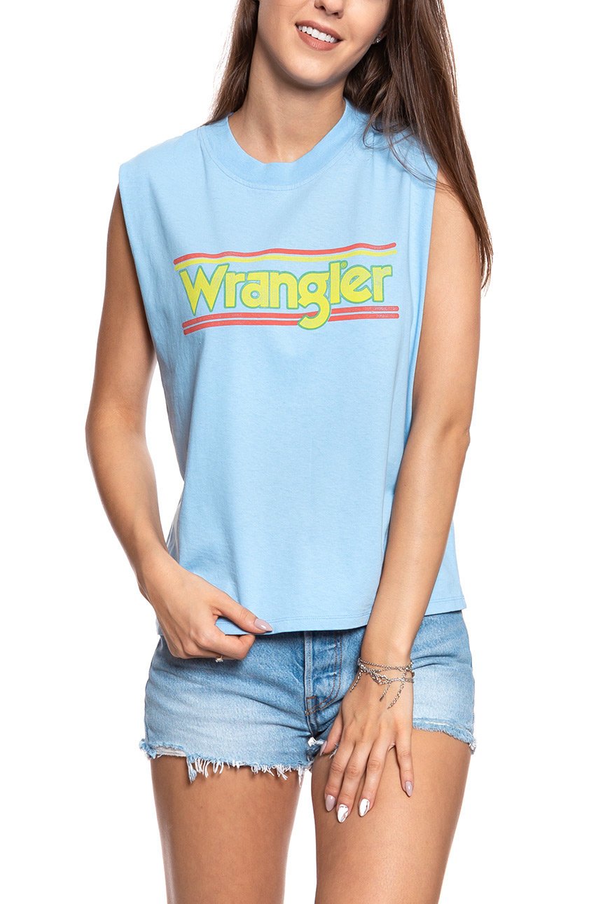 WRANGLER T SHIRT DAMSKI 80´S TANK CERULEAN W7014GFVT