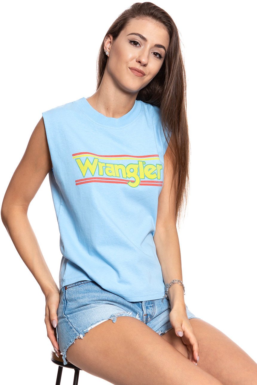 WRANGLER T SHIRT DAMSKI 80´S TANK CERULEAN W7014GFVT