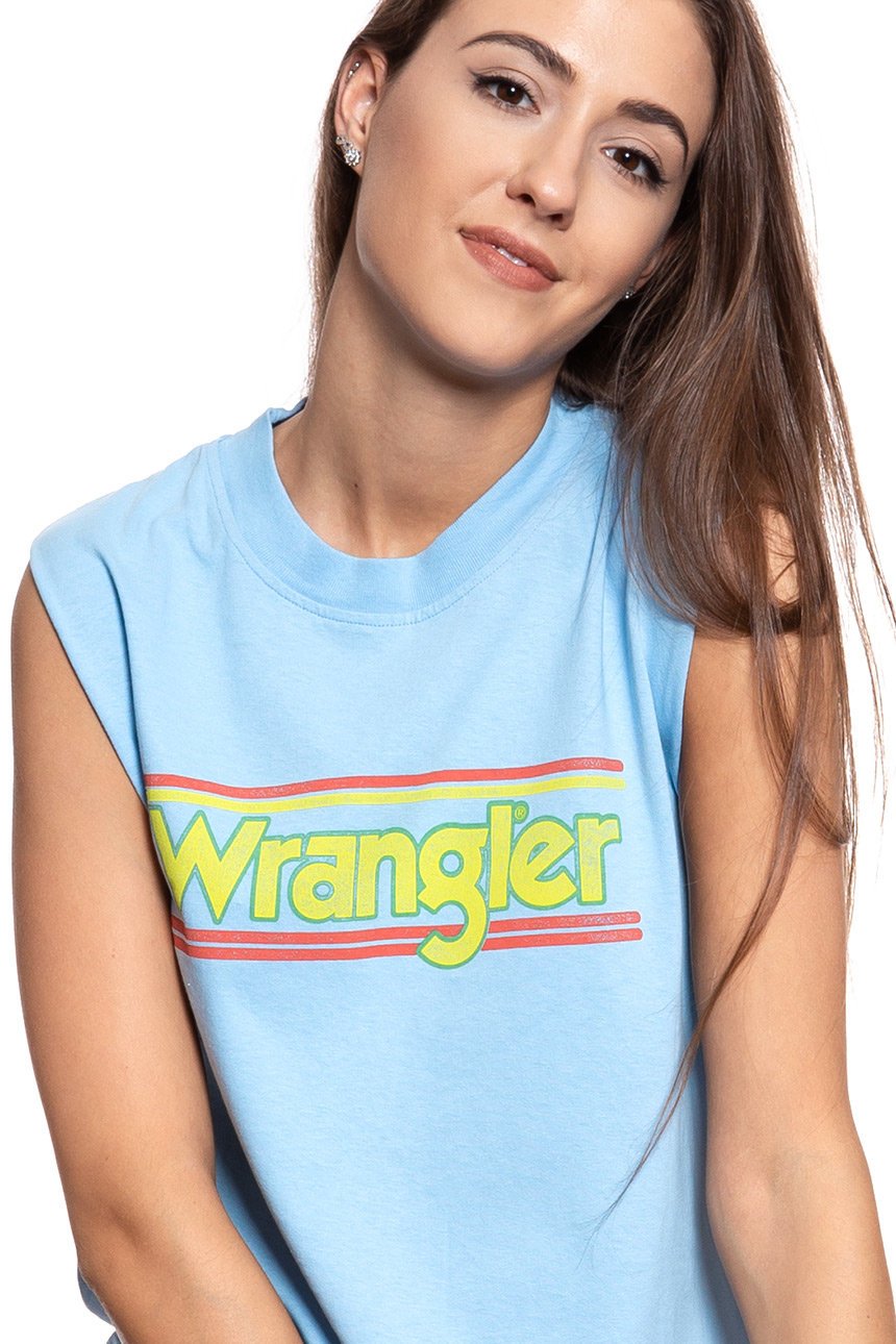 WRANGLER T SHIRT DAMSKI 80´S TANK CERULEAN W7014GFVT