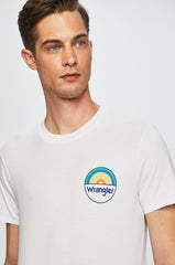 MĘSKI T-SHIRT WRANGLER T SHIRT RAINBOW TEE WHITE W7A6D3989