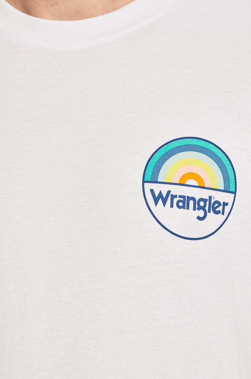 MĘSKI T-SHIRT WRANGLER T SHIRT RAINBOW TEE WHITE W7A6D3989