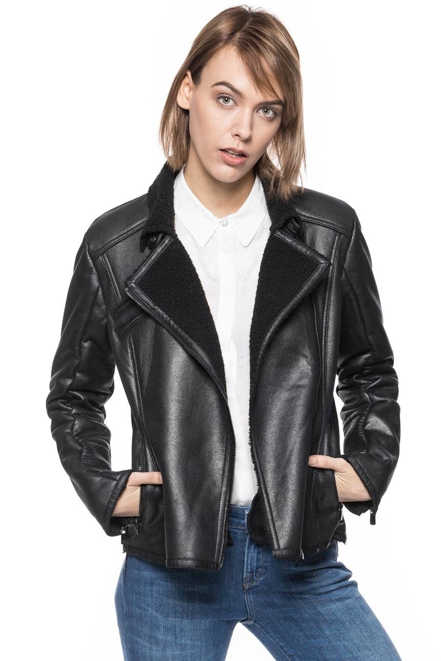 DAMSKA KURTKA SKÓRZANE TOM TAILOR FAKE SHEARLING BIKER JACKET 3721963.00.75