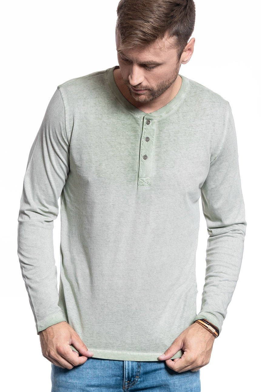 LONGSLEEVE MĘSKI MUSTANG Cold Dye Henley MERMAID 1004433 6290