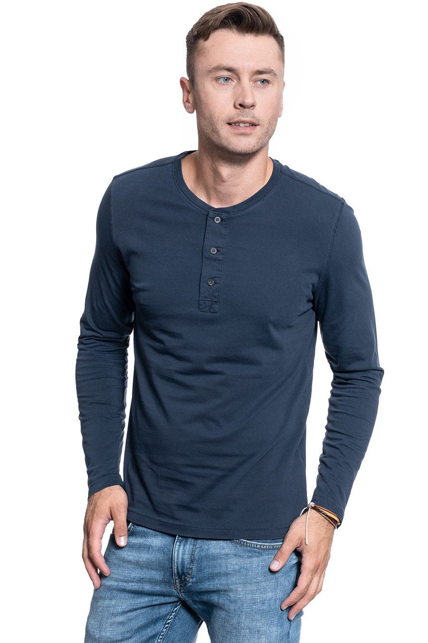 MĘSKI LONGSLEEVE MUSTANG DYED HENLEY PARISIAN NIGHT 1005313 5333