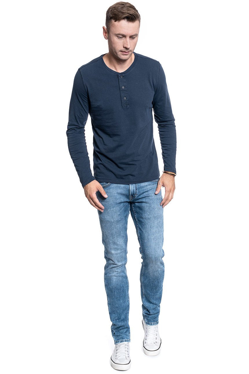 MĘSKI LONGSLEEVE MUSTANG DYED HENLEY PARISIAN NIGHT 1005313 5333