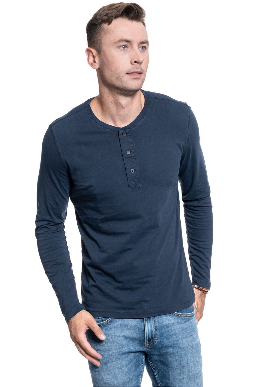 MĘSKI LONGSLEEVE MUSTANG DYED HENLEY PARISIAN NIGHT 1005313 5333