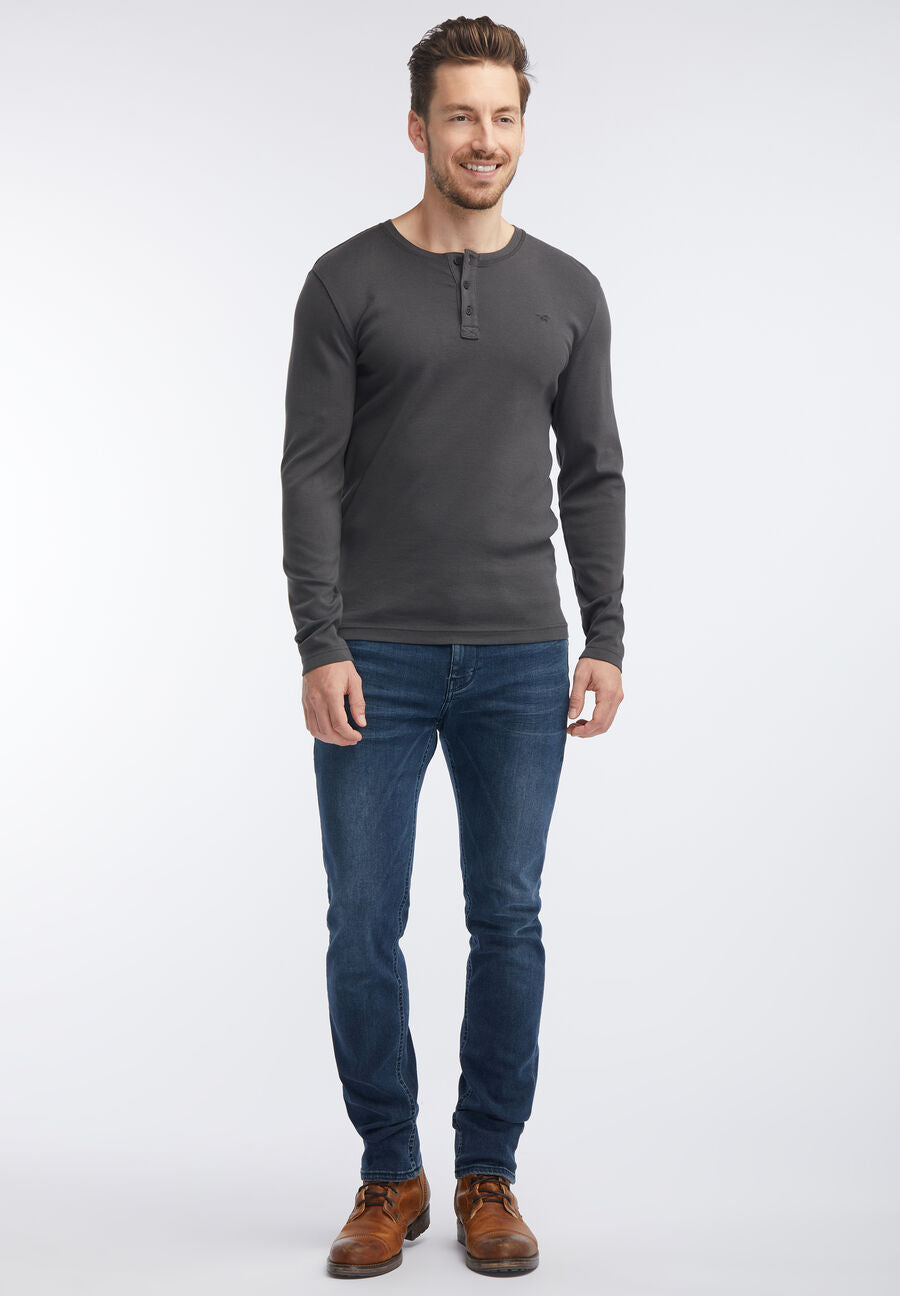 MUSTANG BASIC HENLEY MĘSKI T-SHIRT KOSZULKA Z KRÓTKIM RĘKAWEM PHANTOM 1006425 4087