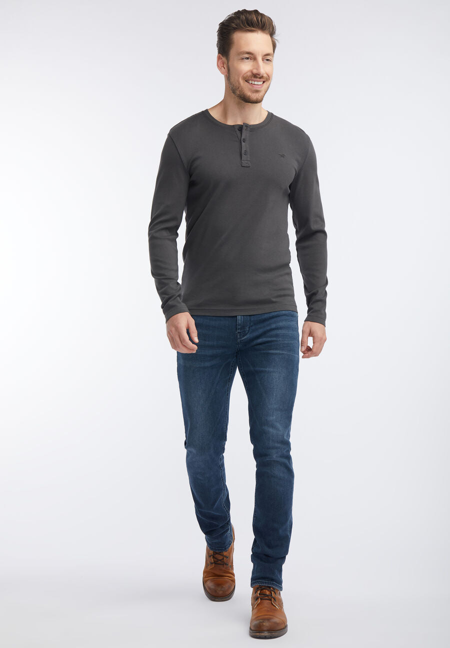 MUSTANG BASIC HENLEY MĘSKI T-SHIRT KOSZULKA Z KRÓTKIM RĘKAWEM PHANTOM 1006425 4087