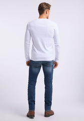 MUSTANG ADRIAN H HENLEY MĘSKA KOSZULKA Z DŁUGIM RĘAKWEM LONGSLEEVE GENERAL WHITE 1008797 2045