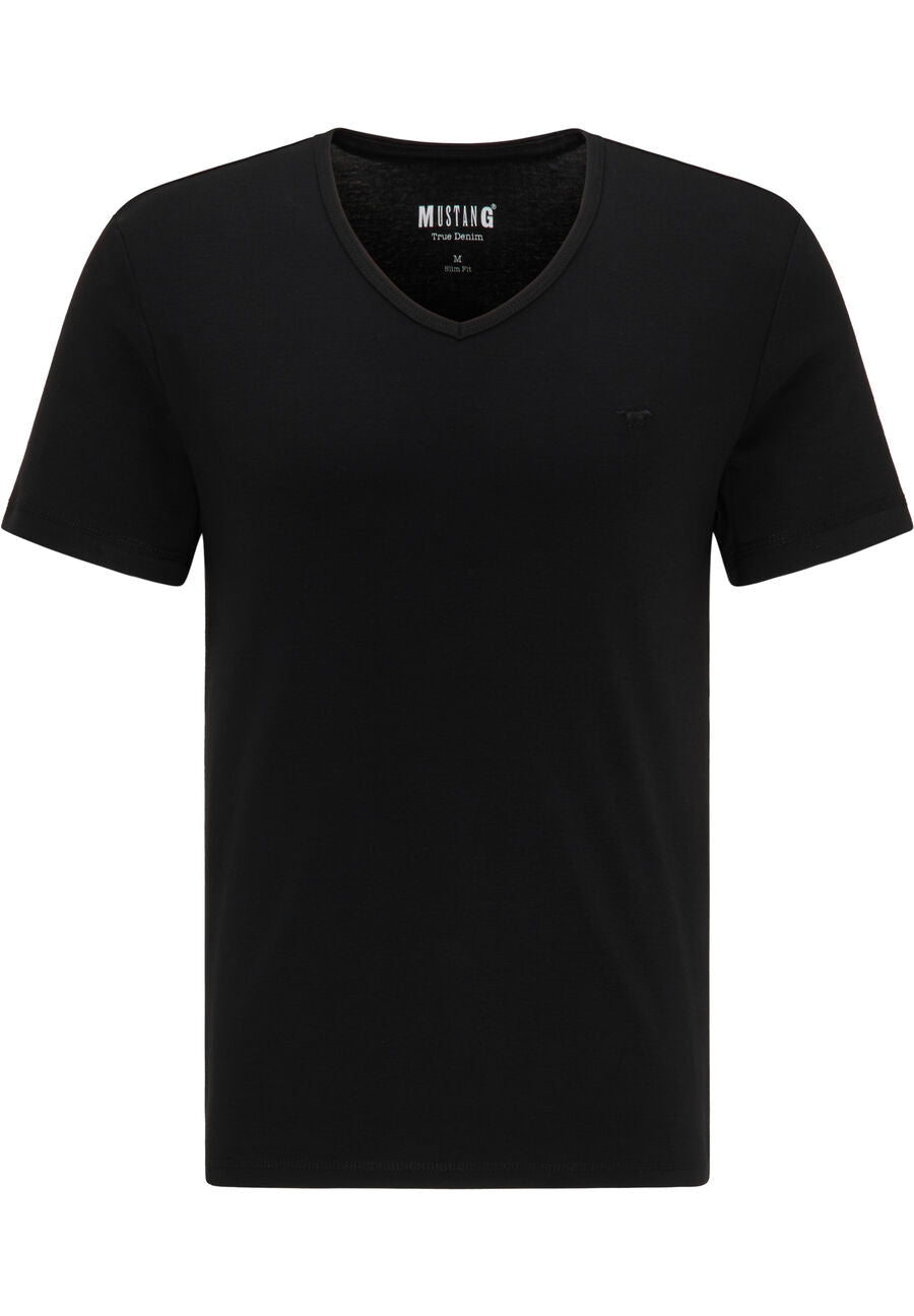 MUSTANG Aaron V Basic MĘSKA KOSZULKA T-SHIRT SLIM Black 1008814 4142